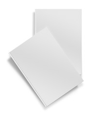 close up of a blank white book on white background