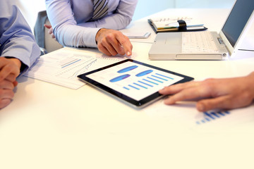 Closeup of tablet screen presenting charts