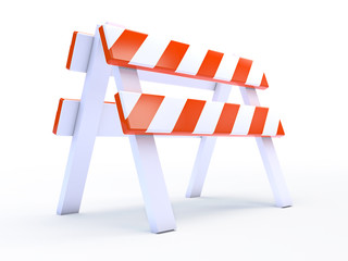 Orange barrier white background