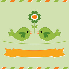 St. Patrick's Day card with cute birds