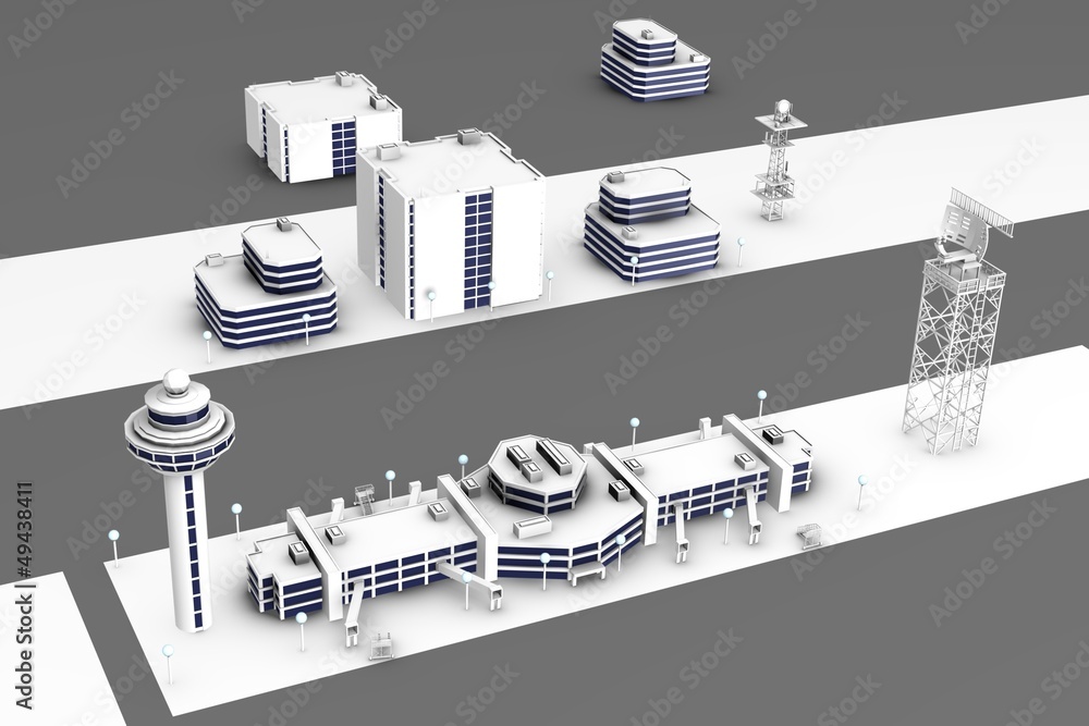 Canvas Prints 3d render of airport