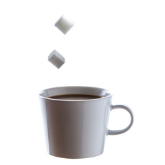 tasty coffee flying sugarcubes