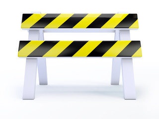 Black and yellow road barrier sign front view