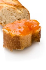 Fototapeta na wymiar Toast with apricot jam.