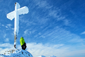 Gipfelkreuz auf dem Grossen Arber im Winter