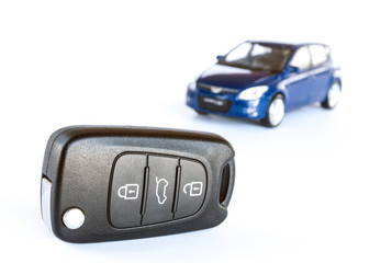 Key & car isolated on the white background