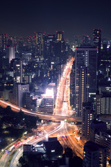 Fototapeta na wymiar Night view of Tokyo cityscape