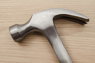 hammer on wooden background