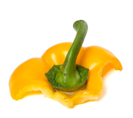 Bitten paprika on white background