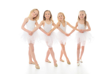 Naklejka premium Group of little ballet dancers