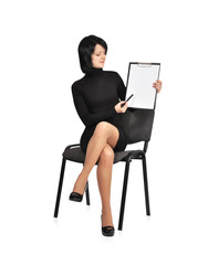 woman sitting on chair