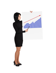 woman holding billboard