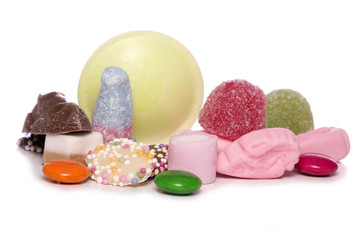 Mixture of pick and mix sweets cutout