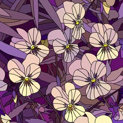Foto op Plexiglas anti-reflex Vectorillustratie van bloemen lichtgeel violet (Viooltje). © vertyr