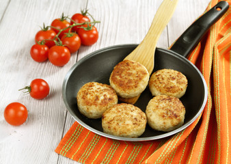Cutlets in a pan