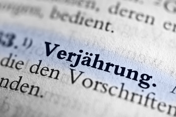 Verjährung - schwarz weiß Text mit Markierung