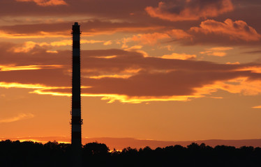 evening landscape with chimney