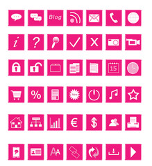 Set de iconos para la Web en color rosa