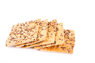Wholesome biscuits with cereal isolated on white.