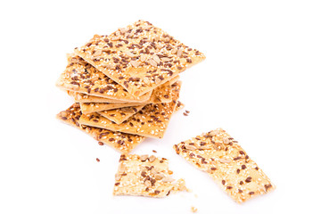 Wholesome biscuits with cereal isolated on white.