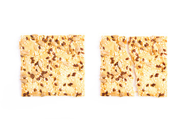 Wholesome biscuits with cereal isolated on white.