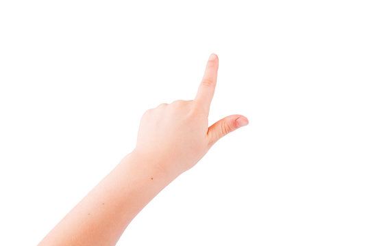 Child's hand pointing out
