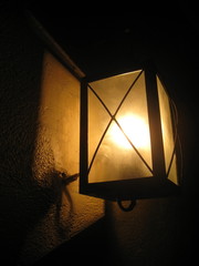 mysterious light of a lantern in the fortress