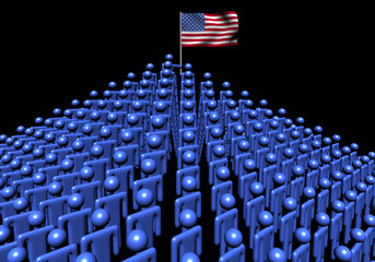 Fototapeta premium Pyramid of abstract people with American flag illustration