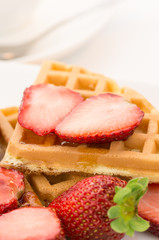 waffles with fresh strawberries