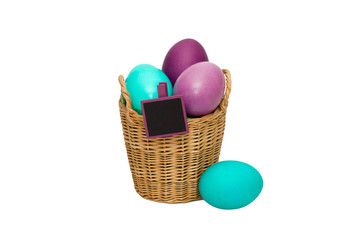 Osternest + Ostereier in Lila und Türkis
