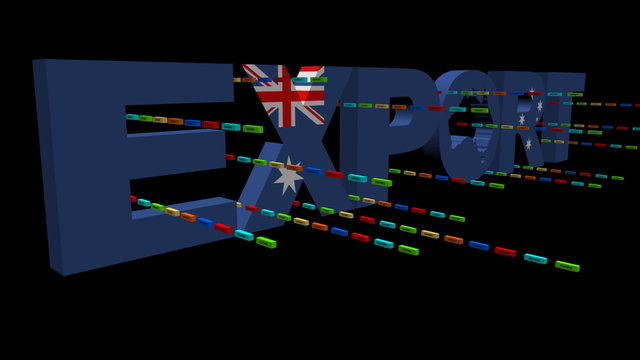 Export text with Australia flag and containers animation