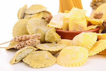 assortment of raw fresh pasta