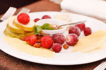cheese and fruits for appetizer