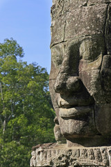 Fototapeta na wymiar Kamienna twarz Bayon świątyni, Angkor, Kambodża okolicy