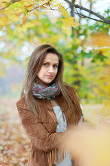  long-haired girl  in autumn