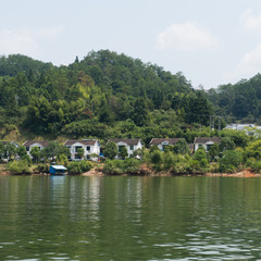 view of lake houses