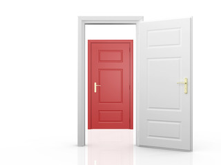 Red Door Behind White Door