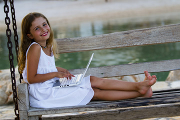 Girl with netbook