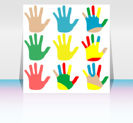 Obraz premium Abstract background with a hands and posters