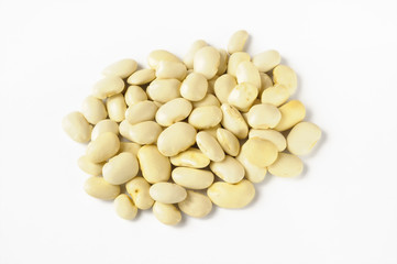 A heap of white beans, isolated on white background