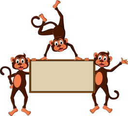 monkey's cartoon with blank board