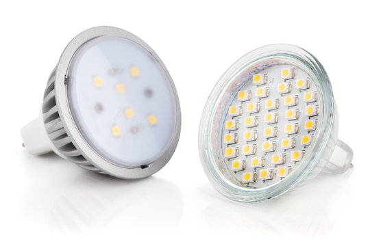 Newest LED light bulbs isolated on white with clipping path