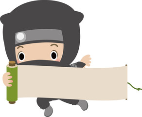 巻物を広げる忍者