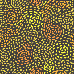 Abstract mosaic yellow swirls seamless pattern, vector