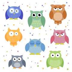 Obraz premium Vector Illustration of Abstract Colorful Owls