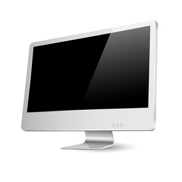Modern computer monitor with black screen