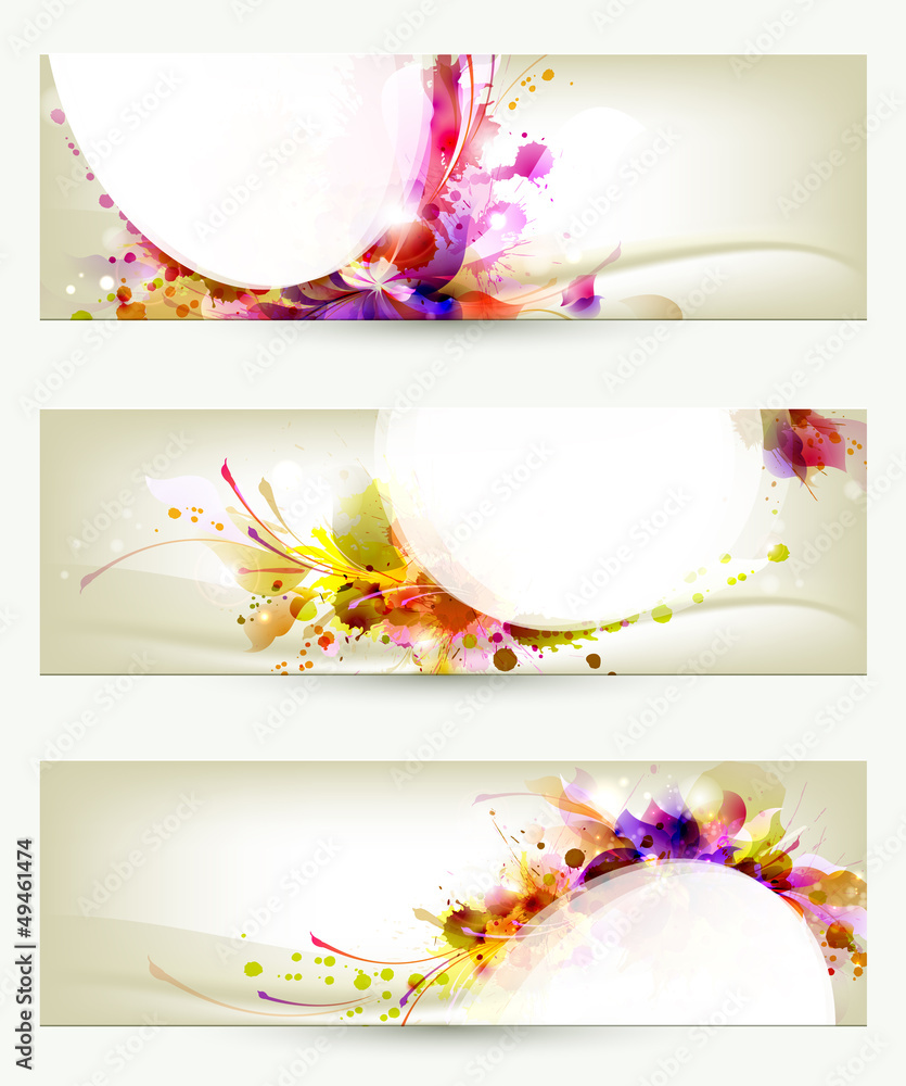 Poster set of three headers. abstract artistic backgrounds