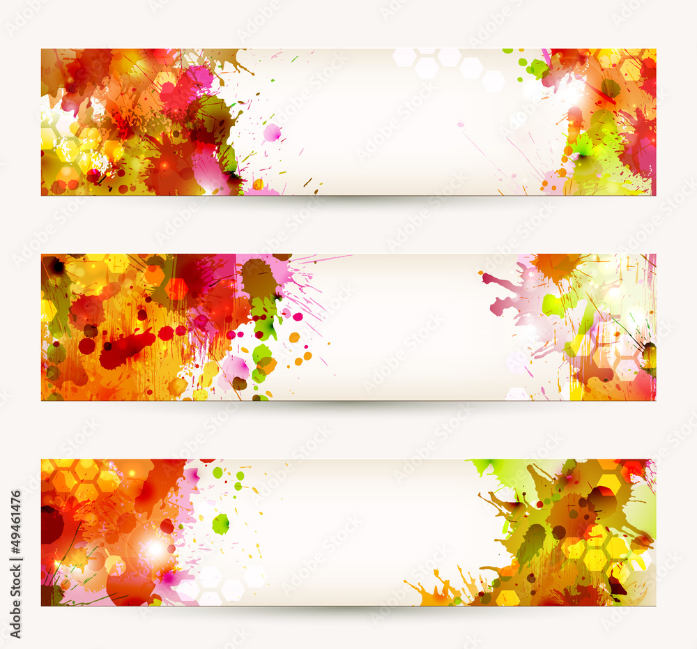 Poster Set of three headers. Bright Abstract artistic Backgrounds.