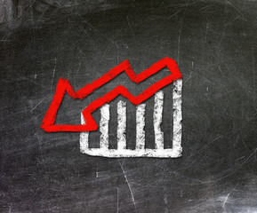 Chalk drawing on the stock market decline. The economic concept 