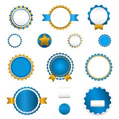 Set of sale badges, labels and stickers without text in blue